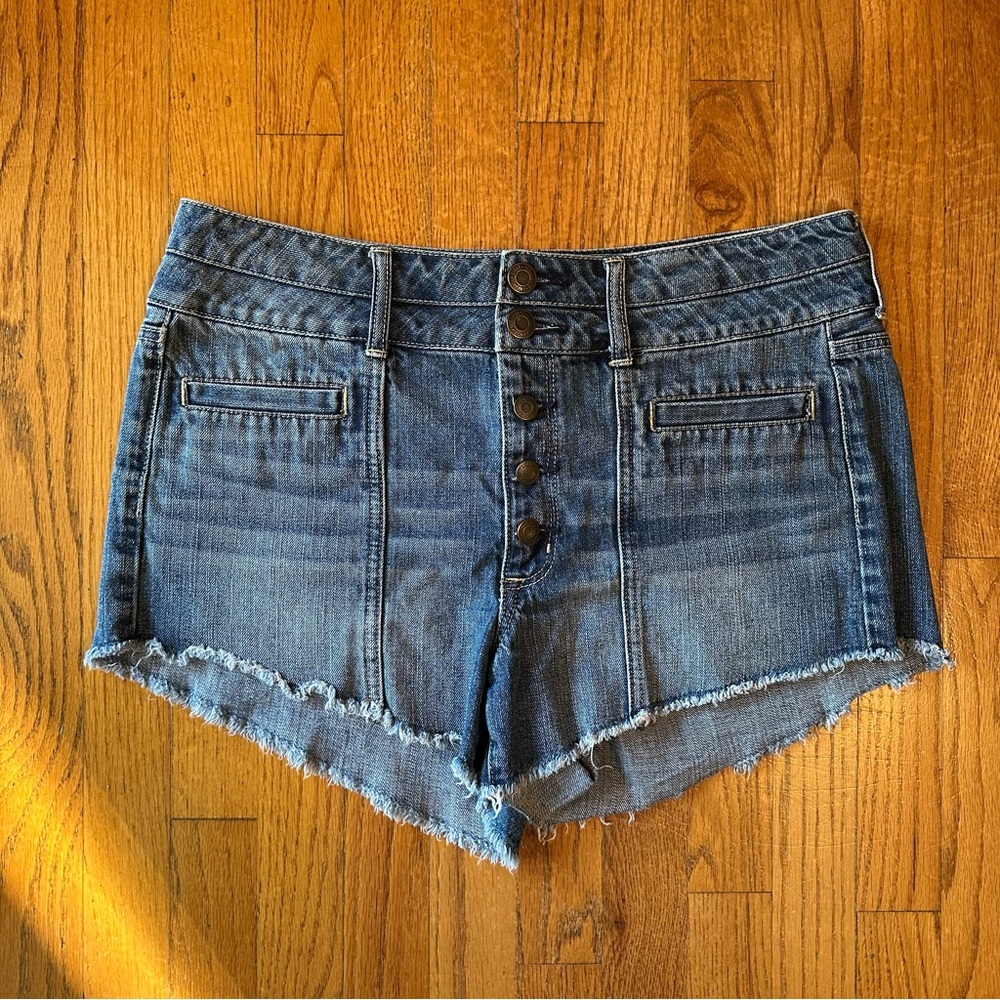 American Eagle Outfitters Button Fly Distressed Denim Shorts
